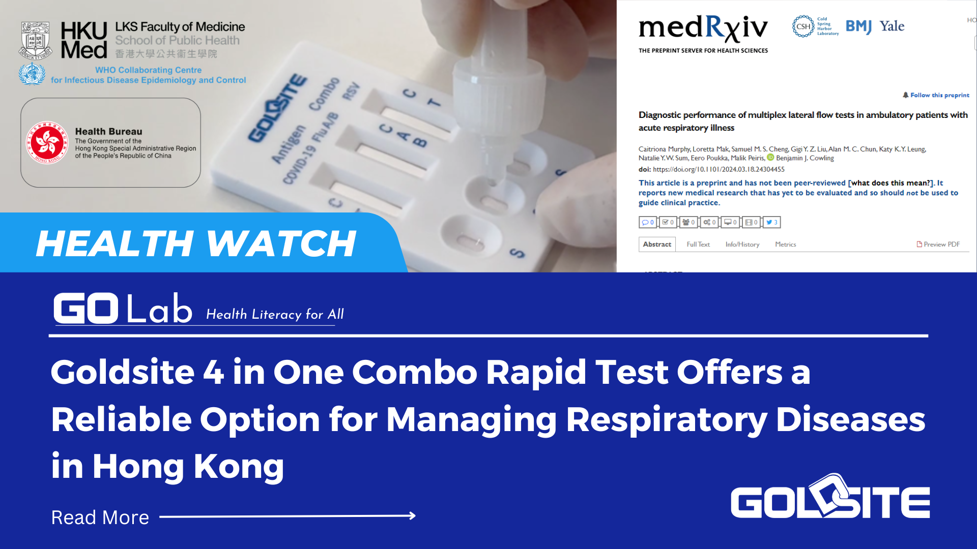 Goldsite يوفر الاختبار السريع المجمع 4 في واحد خيارًا موثوقًا لإدارة أمراض الجهاز التنفسي في هونغ كونغ